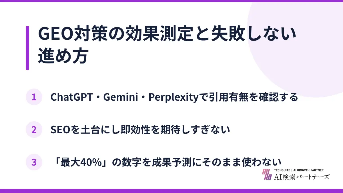 GEO対策の効果測定と失敗しない進め方
