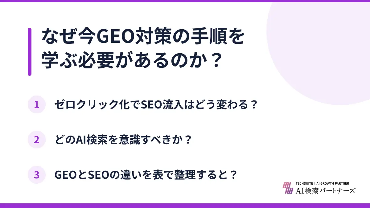 なぜ今GEO対策の手順を学ぶ必要があるのか？
