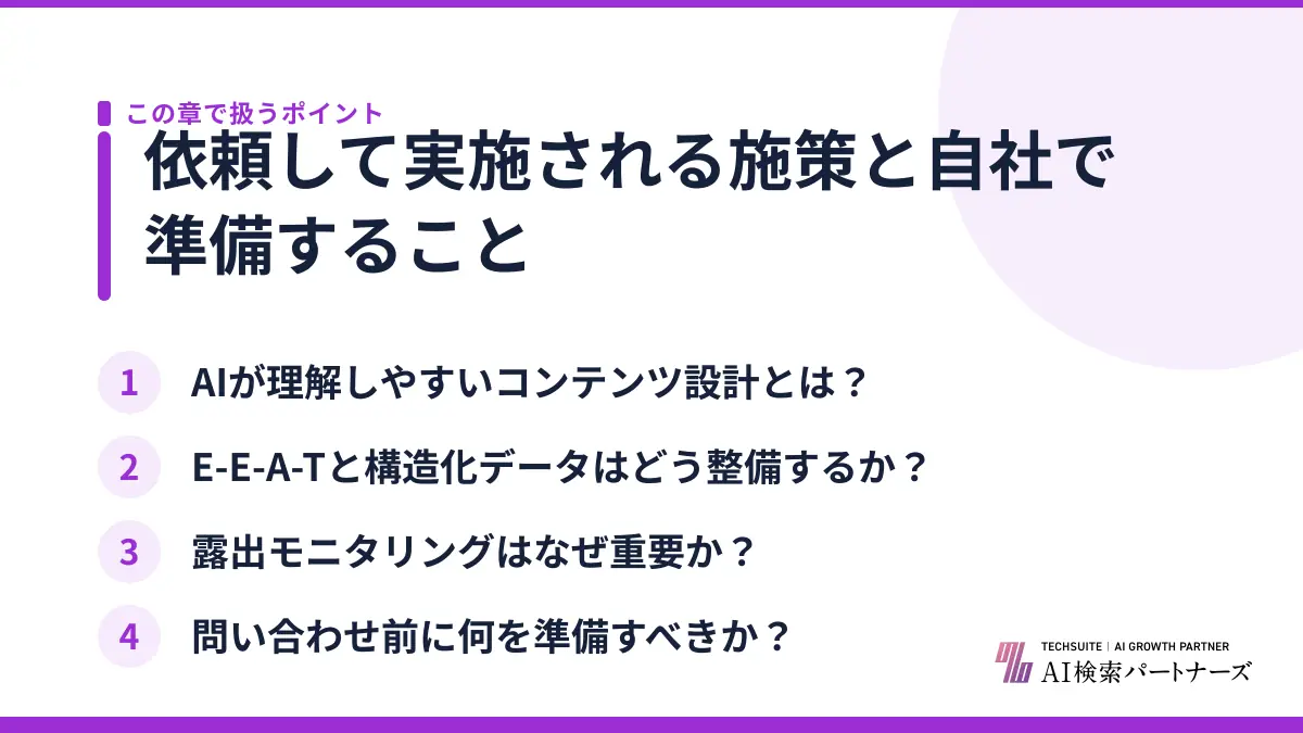 依頼して実施される施策と自社で準備すること