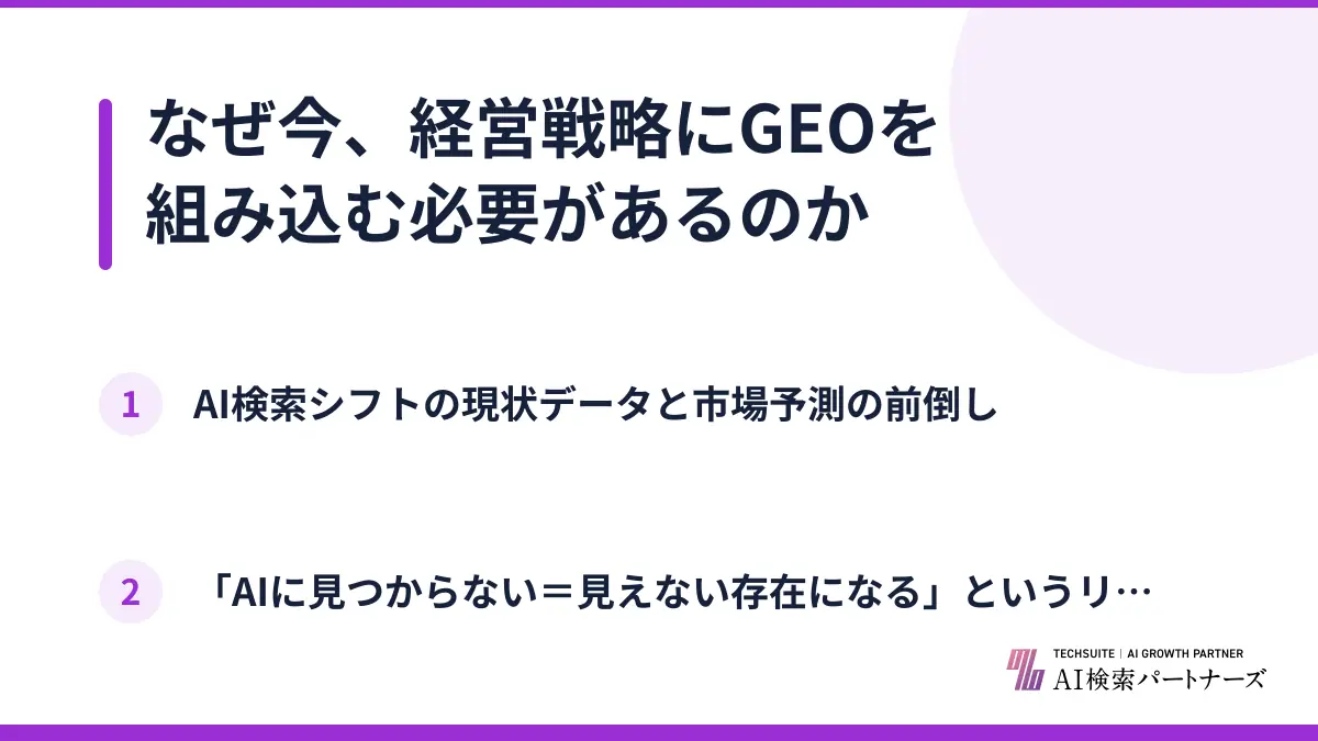 なぜ今、経営戦略にGEOを組み込む必要があるのか