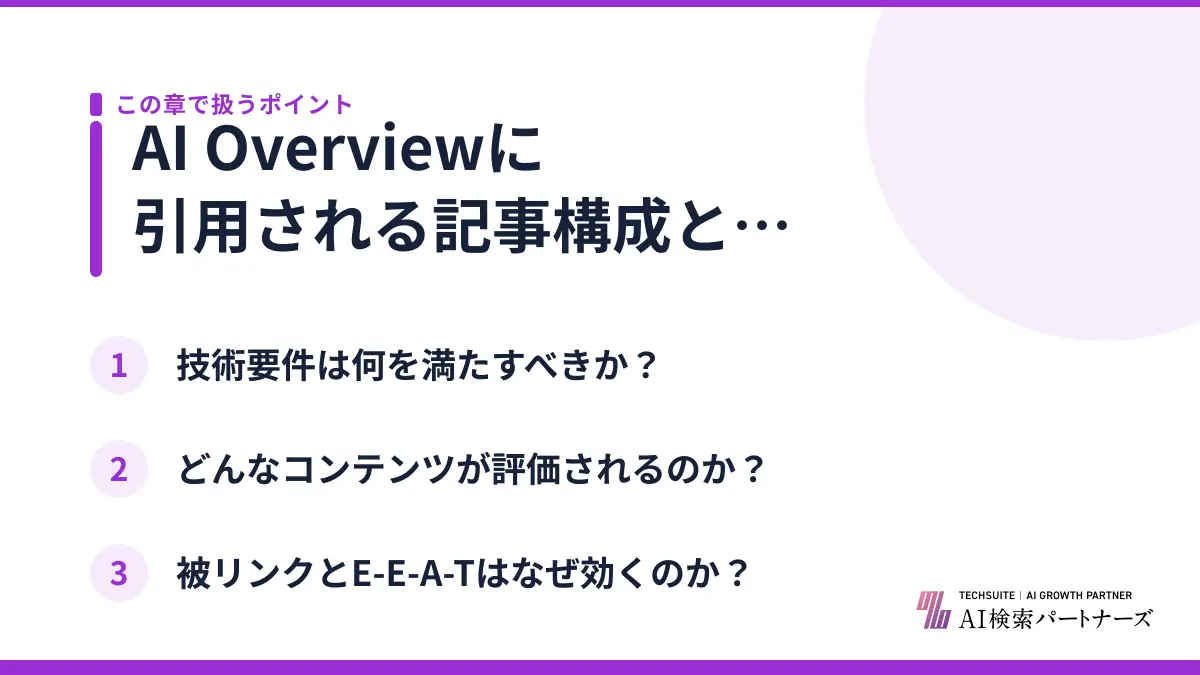 AI Overviewに引用される記事構成とSEO対策チェックリスト