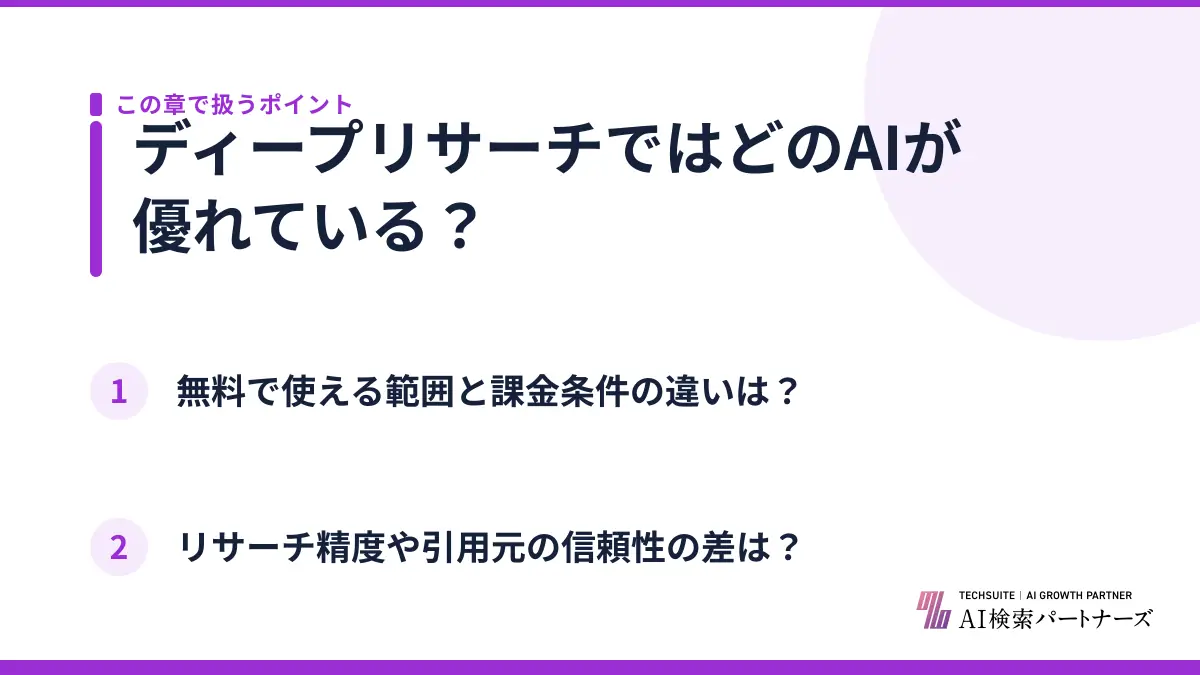 ディープリサーチではどのAIが優れている？