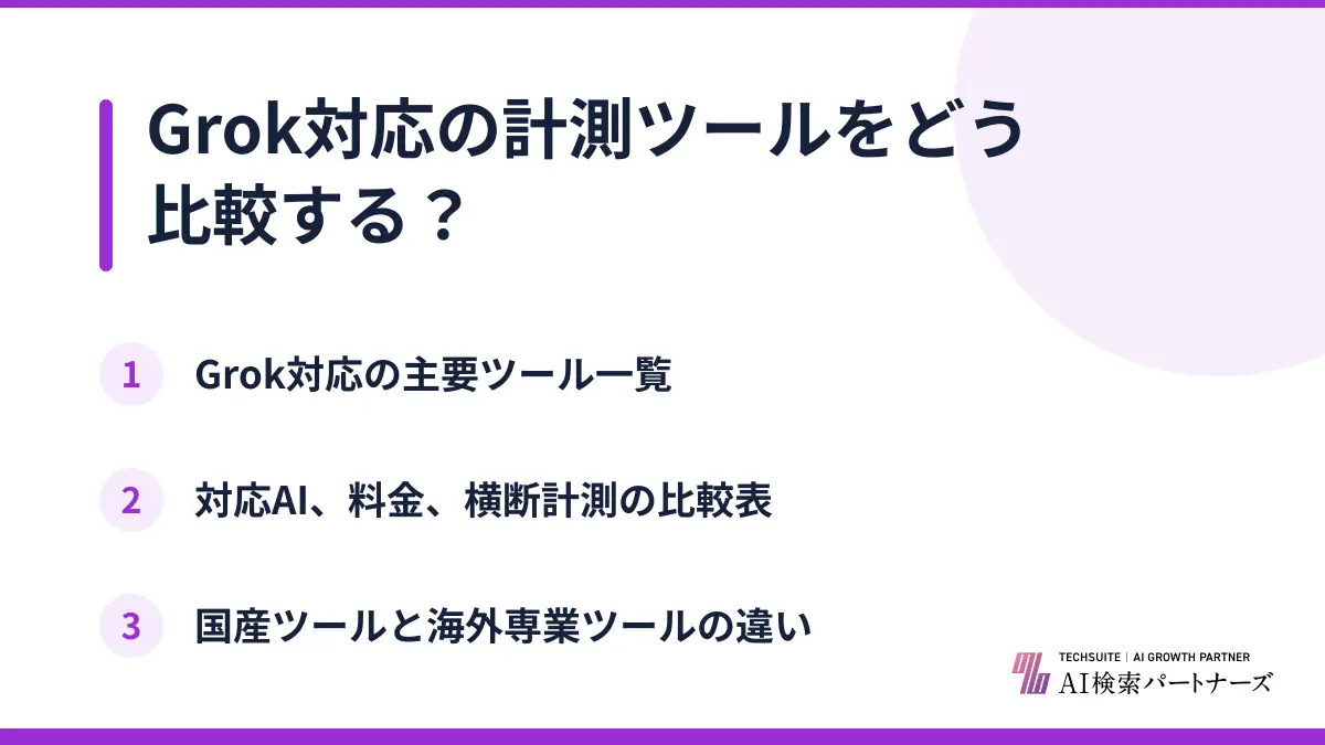 Grok対応の計測ツールをどう比較する?