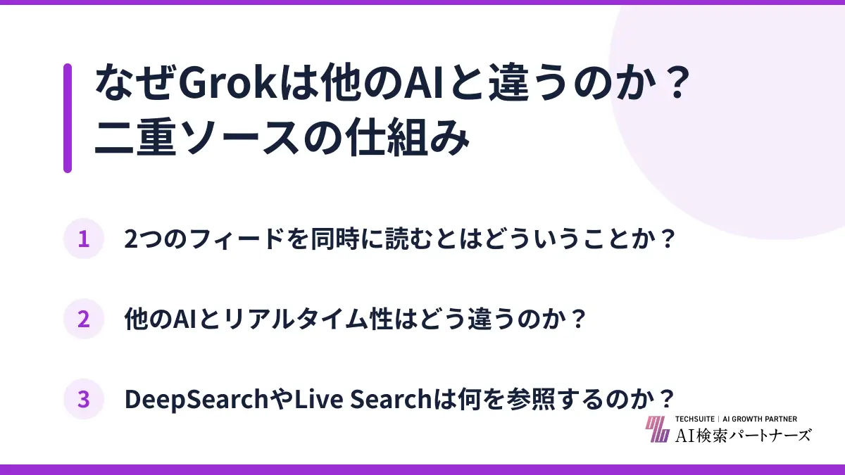 なぜGrokは他のAIと違うのか？二重ソースの仕組み