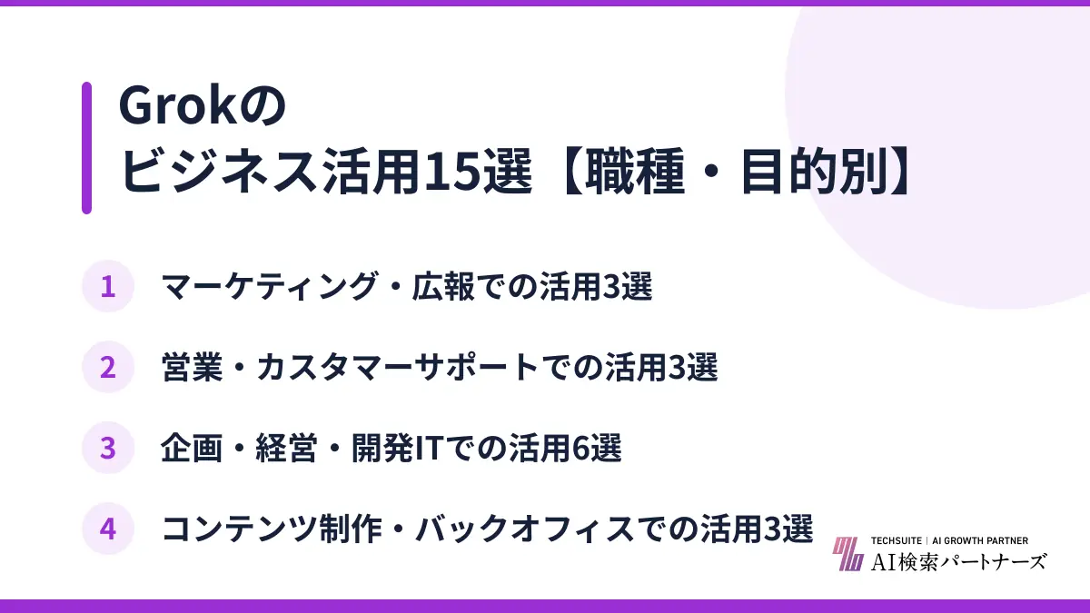 Grokのビジネス活用15選【職種・目的別】