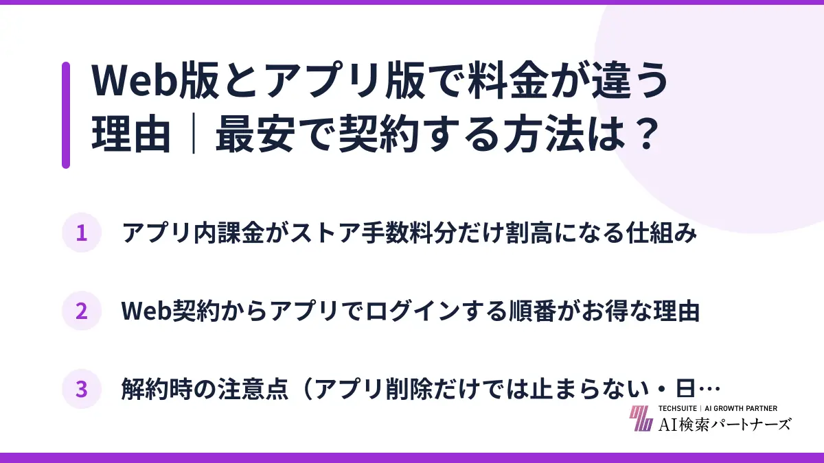 Web版とアプリ版で料金が違う理由｜最安で契約する方法は？