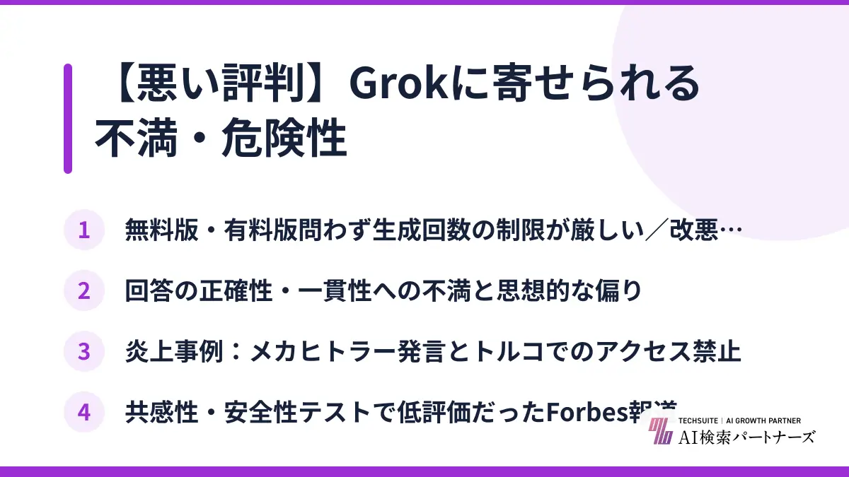 【悪い評判】Grokに寄せられる不満・危険性