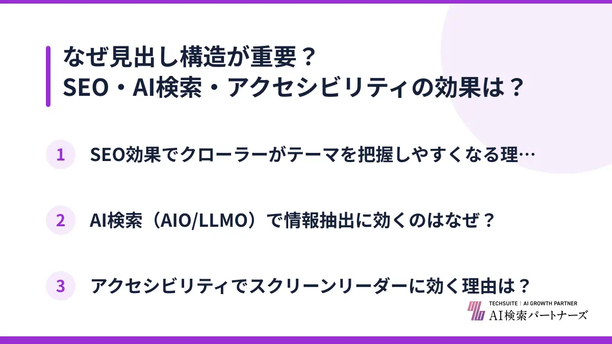 なぜ見出し構造が重要?SEO・AI検索・アクセシビリティの効果は?