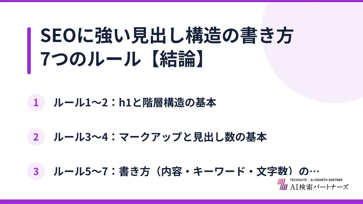 SEOに強い見出し構造の書き方7つのルール【結論】