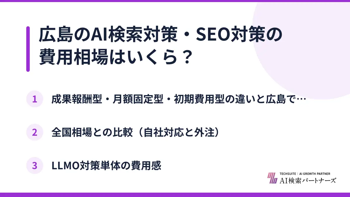広島のAI検索対策・SEO対策の費用相場はいくら？