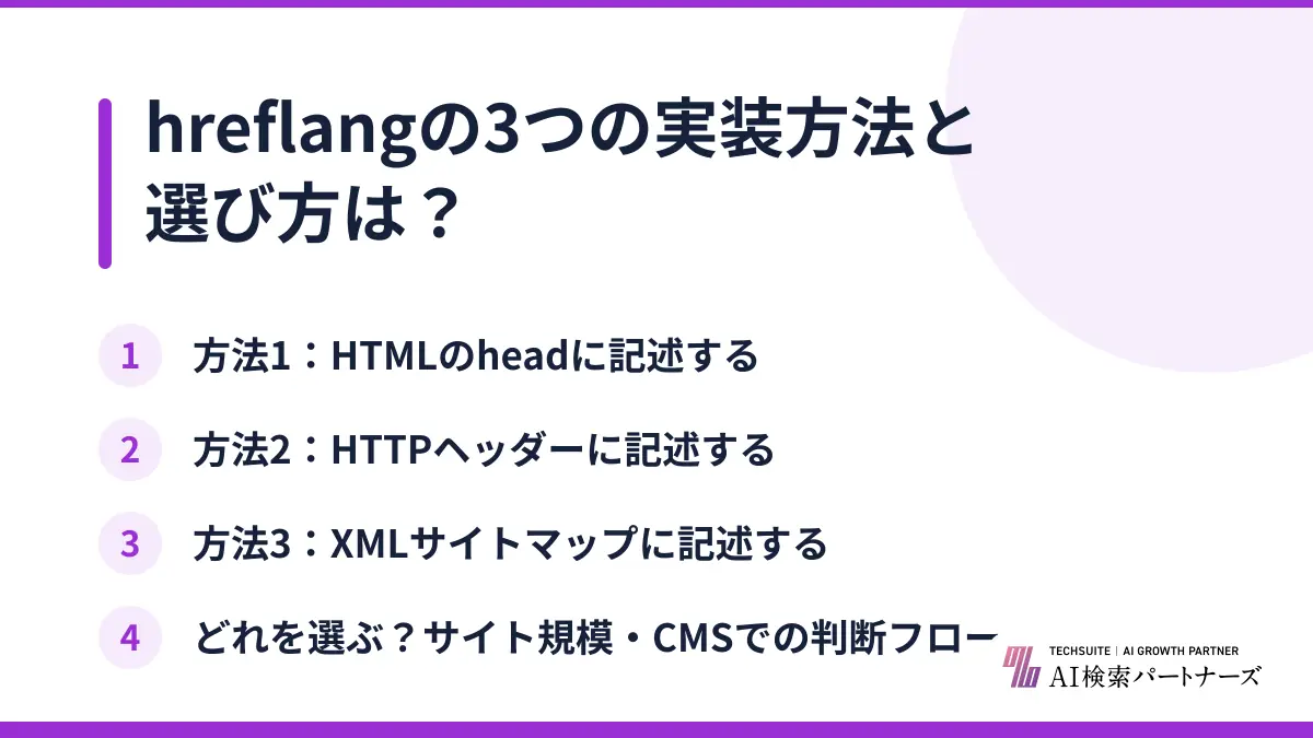 hreflangの3つの実装方法と選び方は？