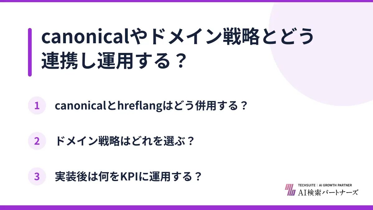 canonicalやドメイン戦略とどう連携し運用する？