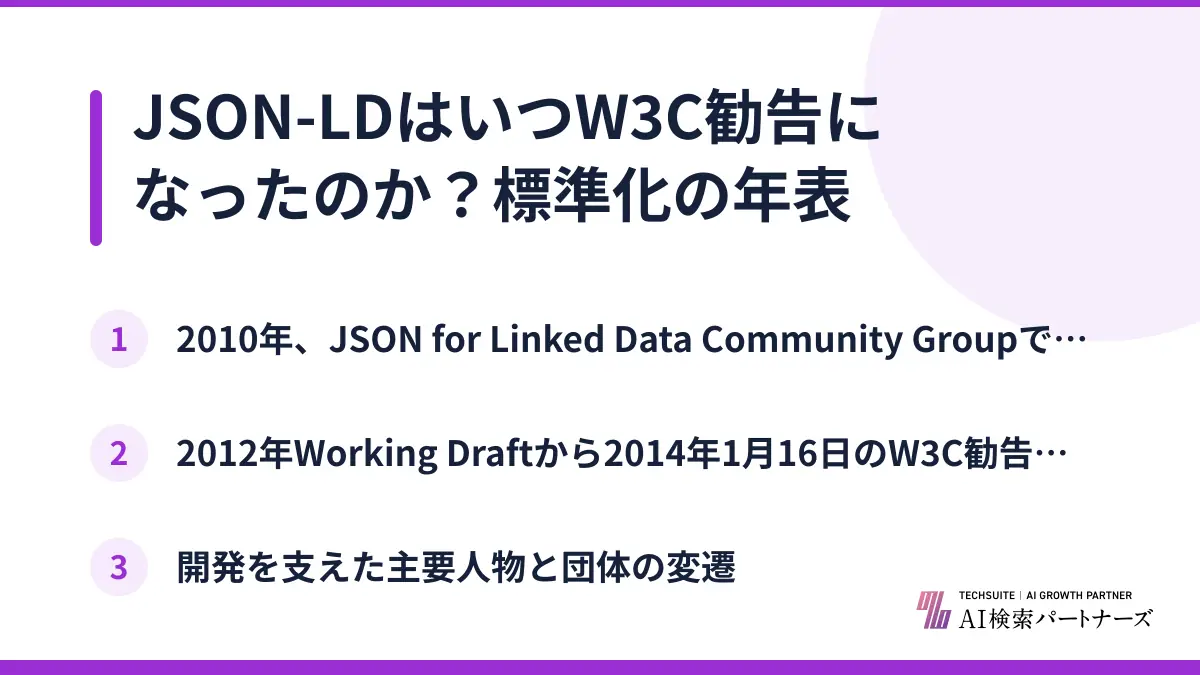 JSON-LDはいつW3C勧告になったのか？標準化の年表