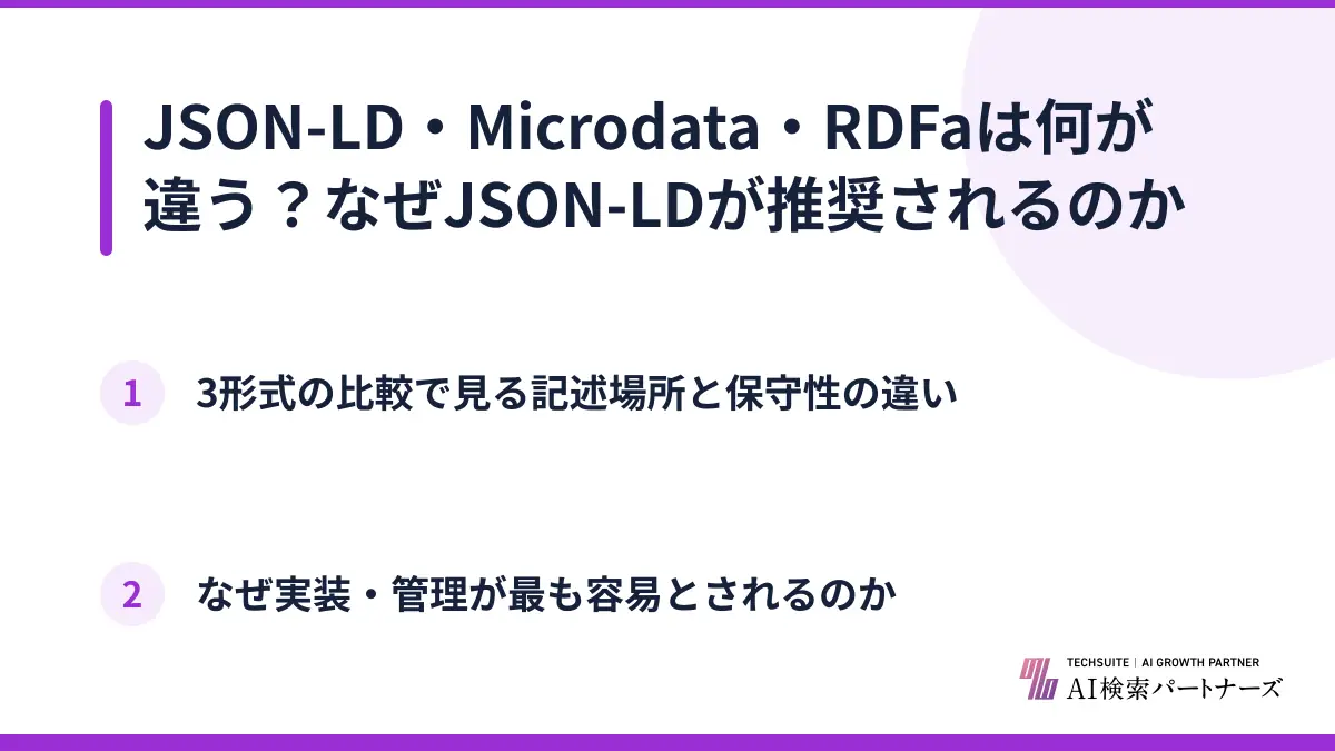 JSON-LD・Microdata・RDFaは何が違う？なぜJSON-LDが推奨されるのか