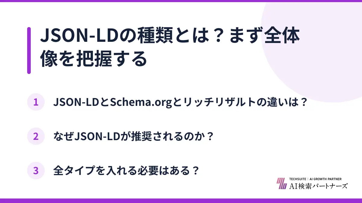 JSON-LDの種類とは?まず全体像を把握する