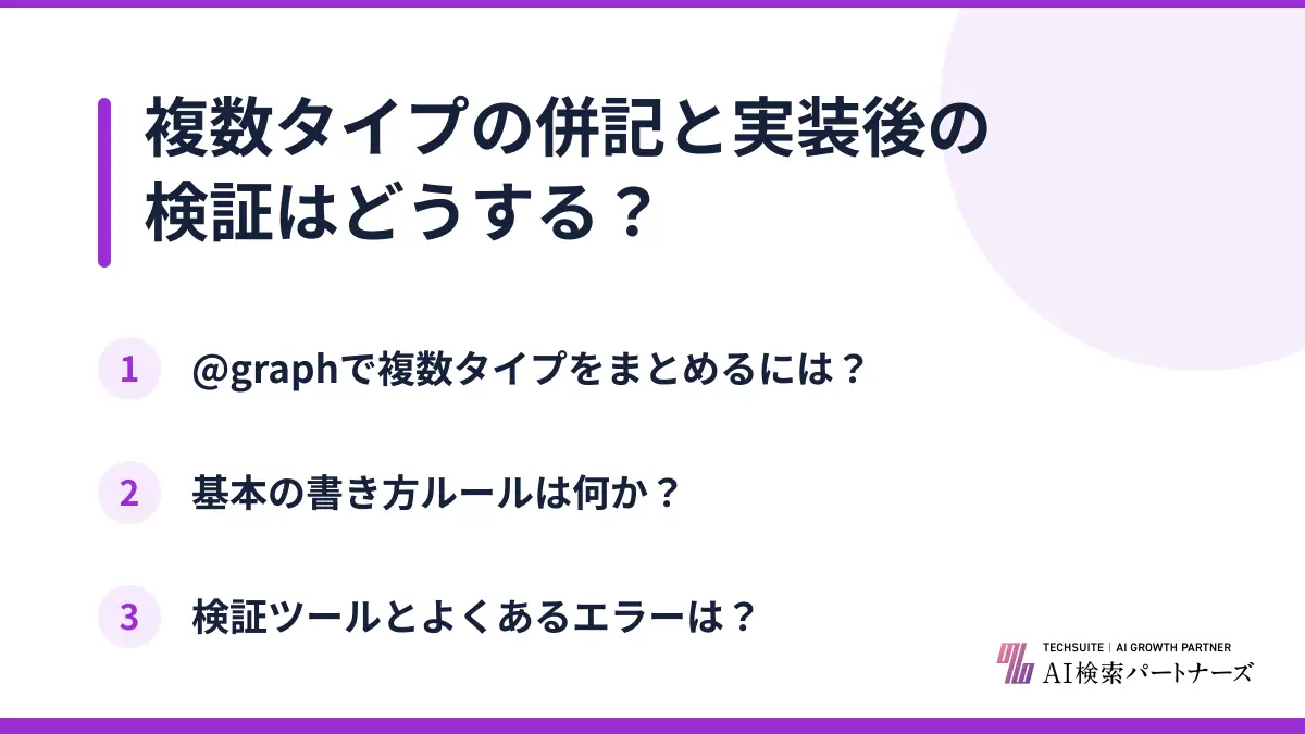 複数タイプの併記と実装後の検証はどうする?