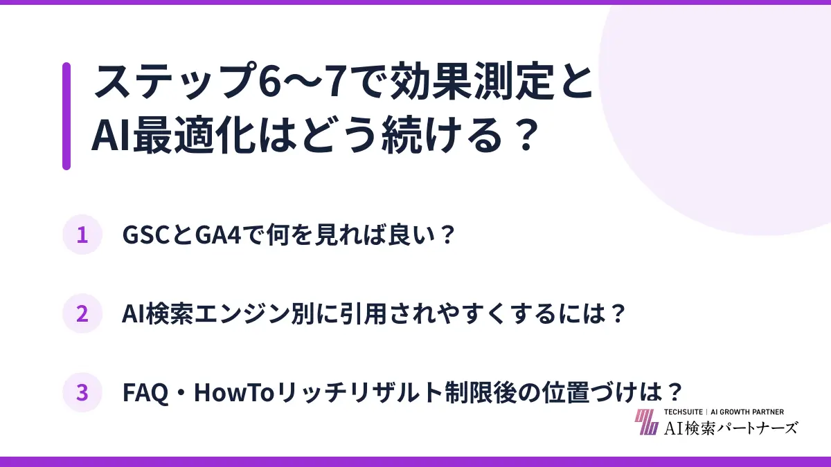ステップ6〜7で効果測定とAI最適化はどう続ける?