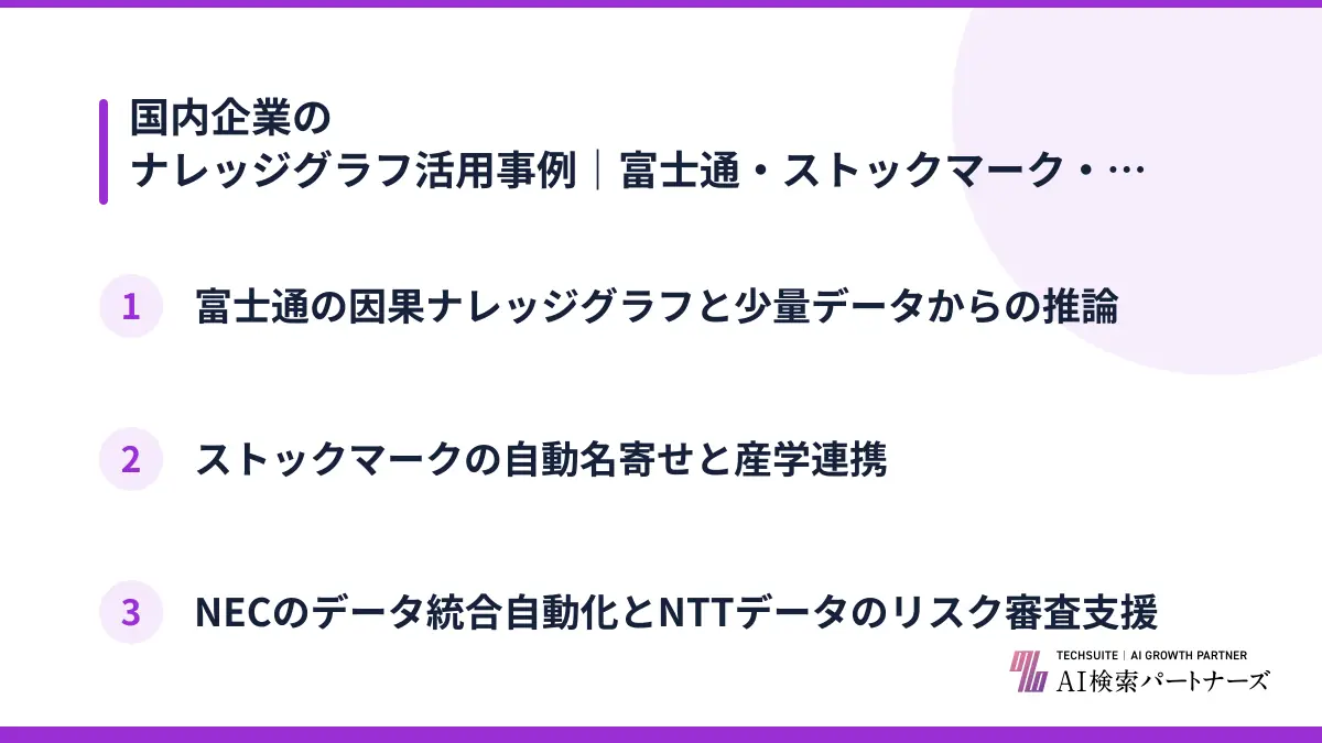 国内企業のナレッジグラフ活用事例｜富士通・ストックマーク・NEC・NTTデータ