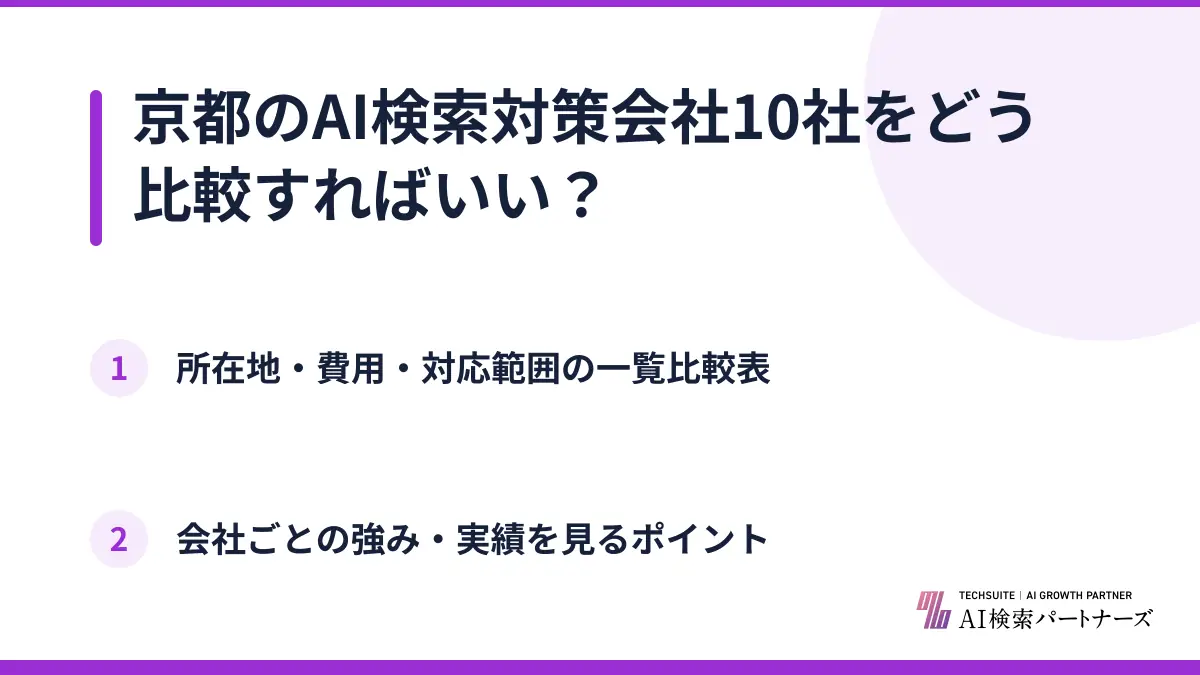 京都のAI検索対策会社10社をどう比較すればいい?