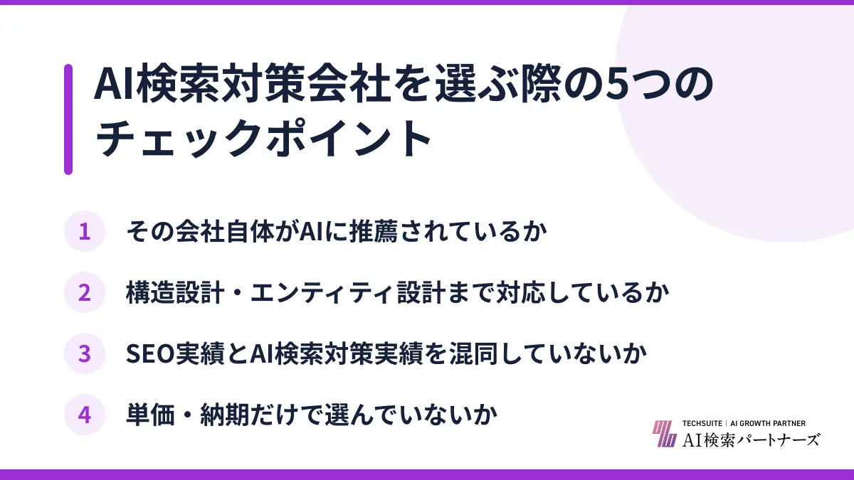 AI検索対策会社を選ぶ際の5つのチェックポイント