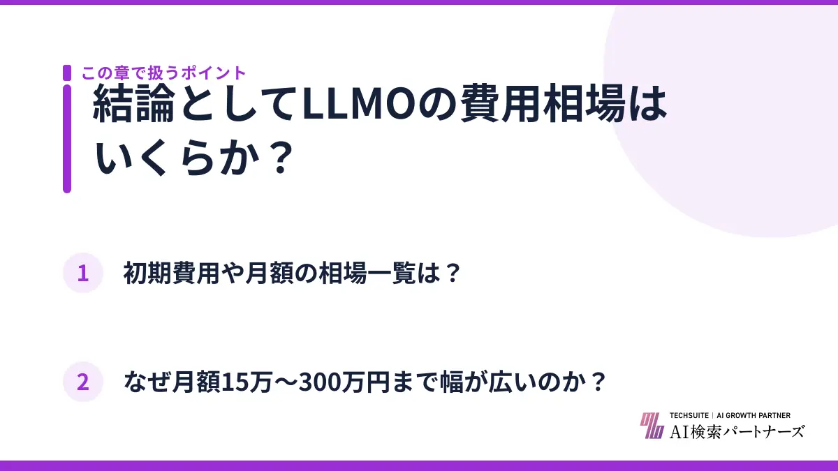 結論としてLLMOの費用相場はいくらか？