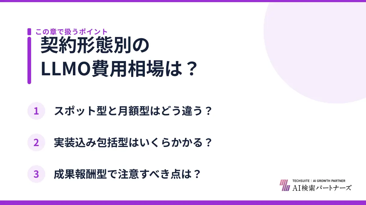 契約形態別のLLMO費用相場は？