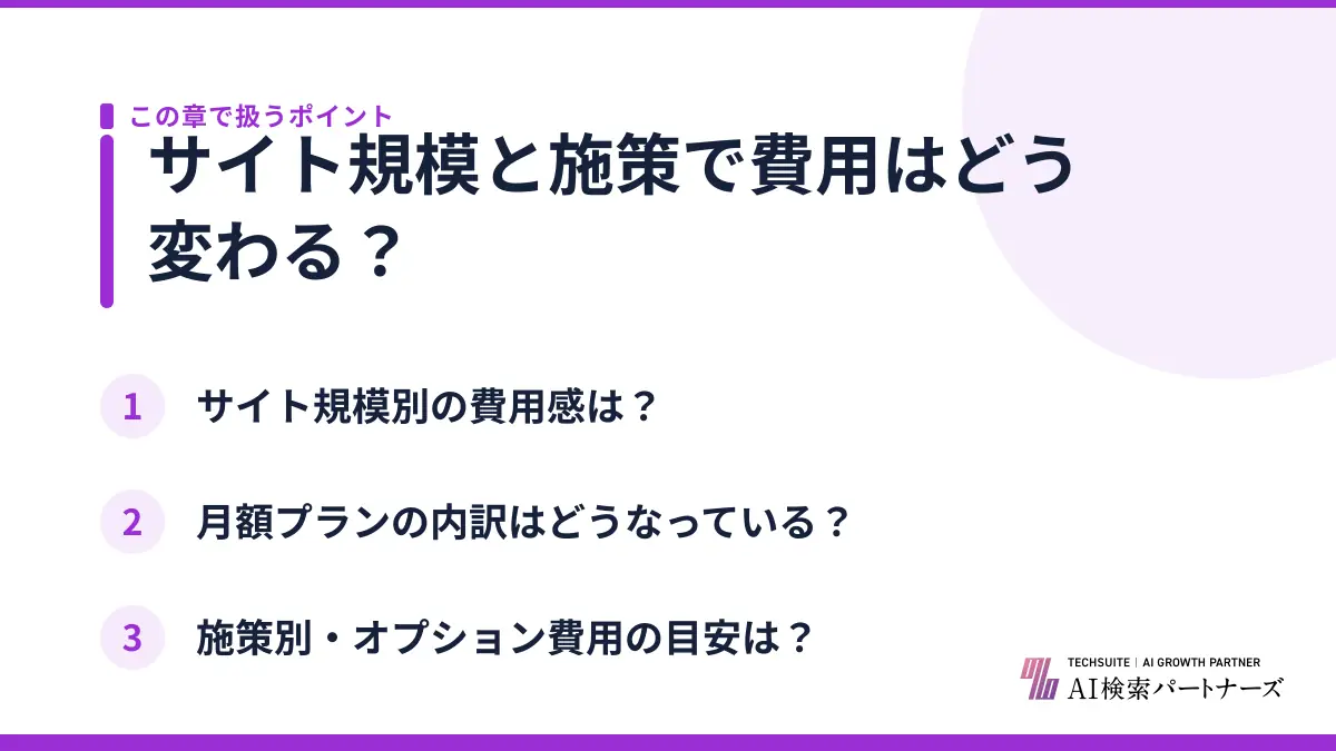 サイト規模と施策で費用はどう変わる？