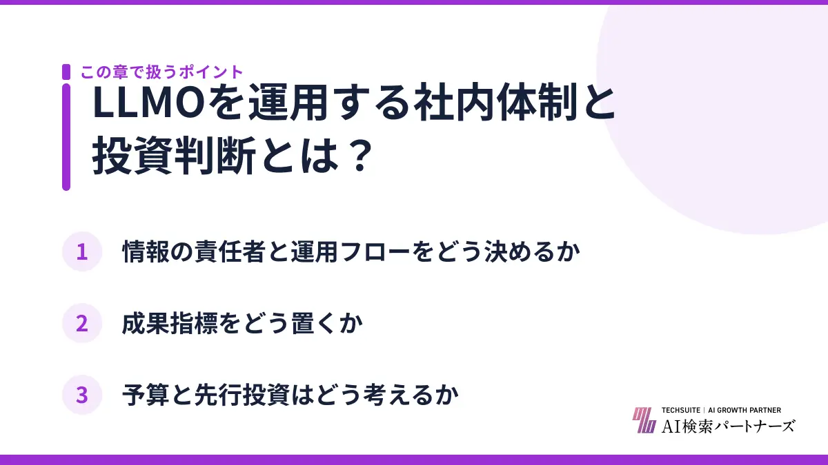 LLMOを運用する社内体制と投資判断とは？