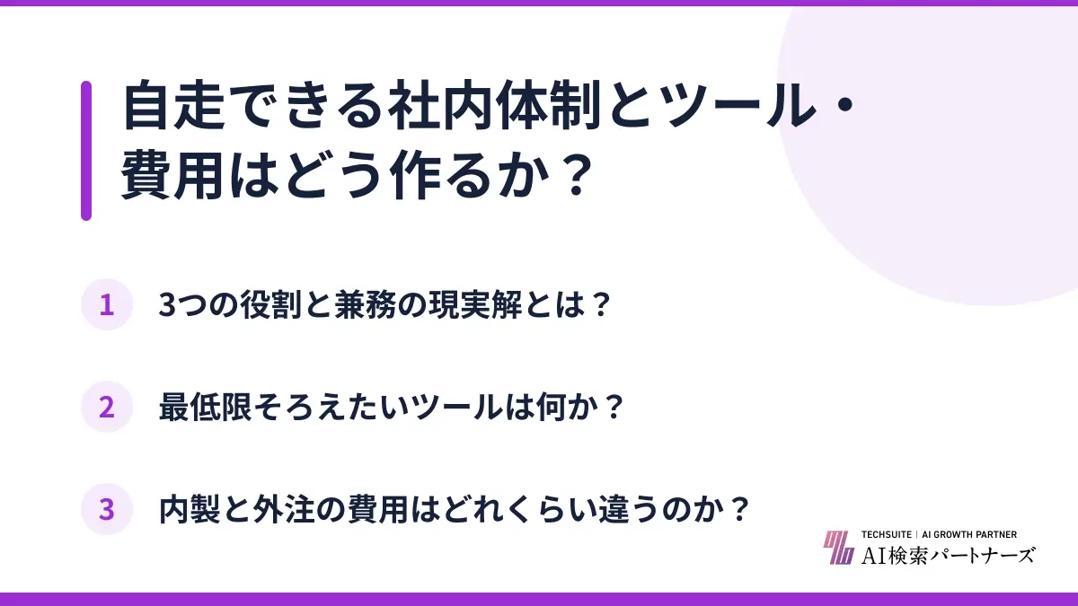 自走できる社内体制とツール・費用はどう作るか？