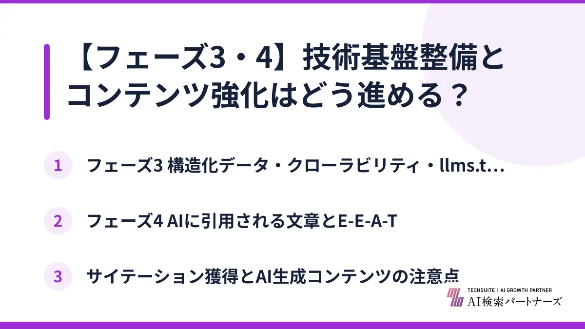 【フェーズ3・4】技術基盤整備とコンテンツ強化はどう進める？