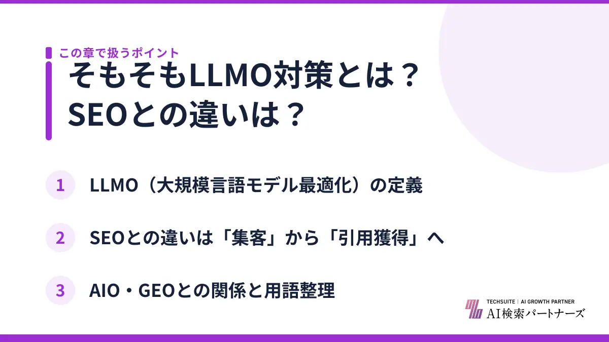 そもそもLLMO対策とは？SEOとの違いは？
