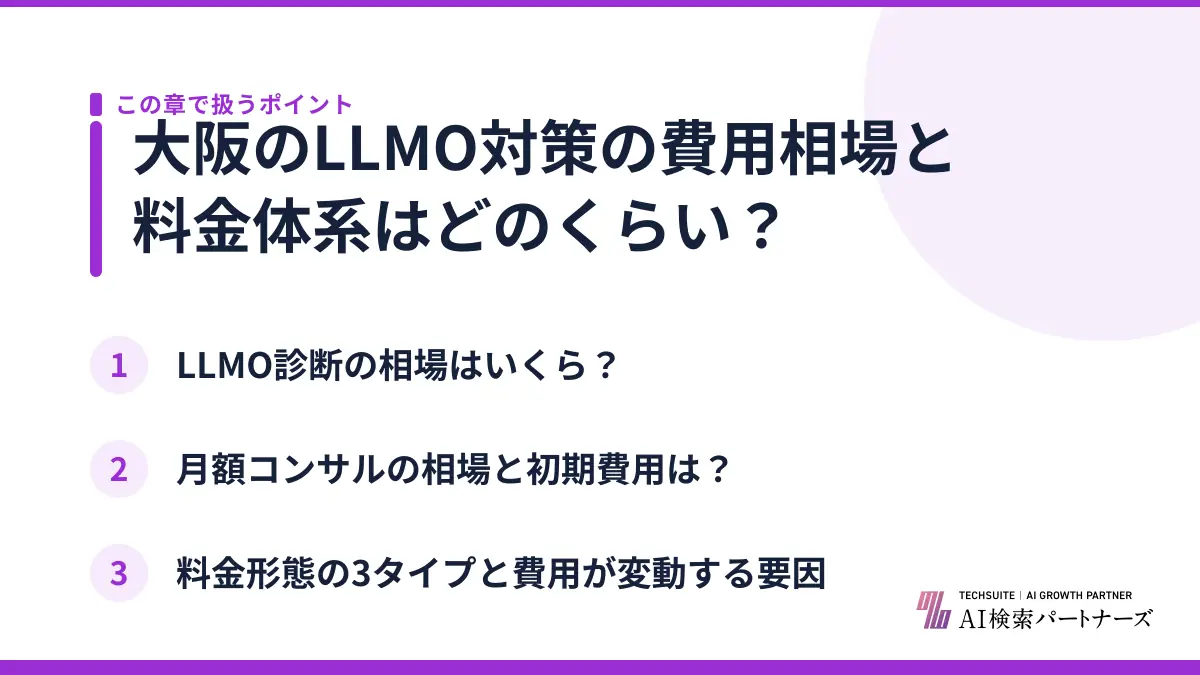 大阪のLLMO対策の費用相場と料金体系はどのくらい？