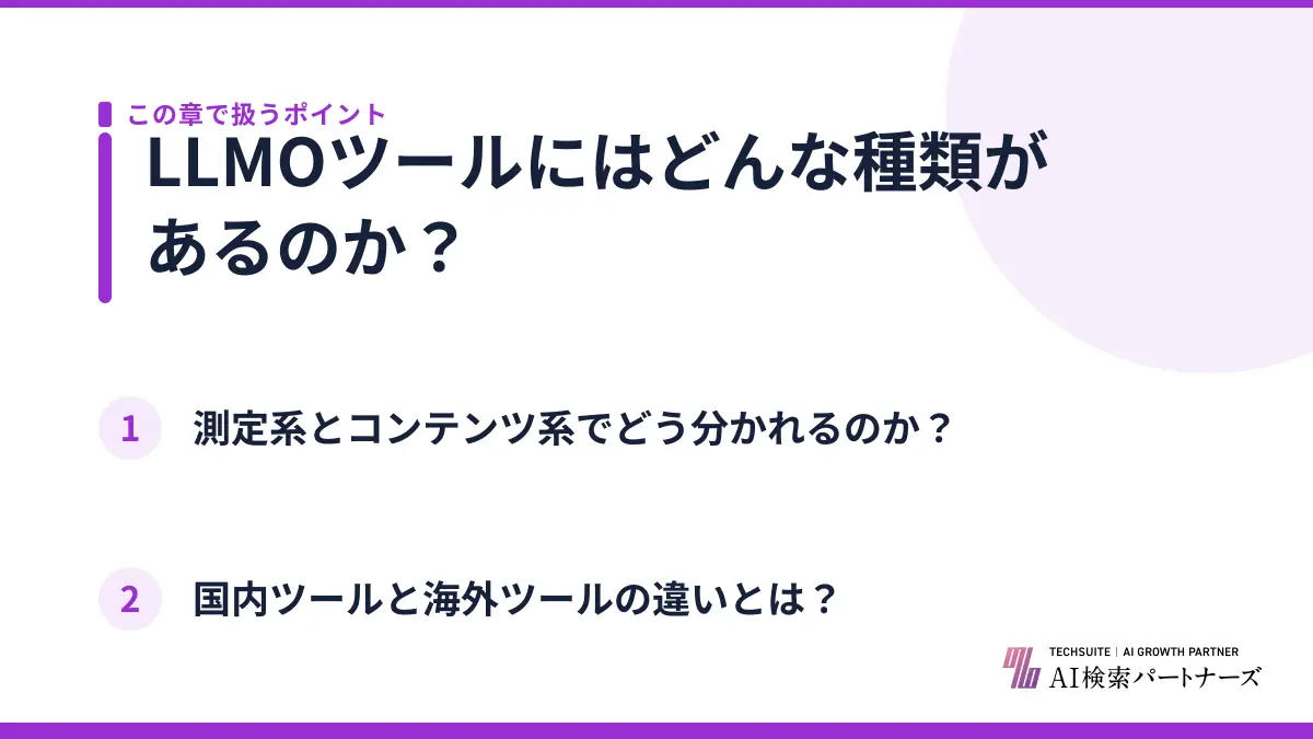 LLMOツールにはどんな種類があるのか?