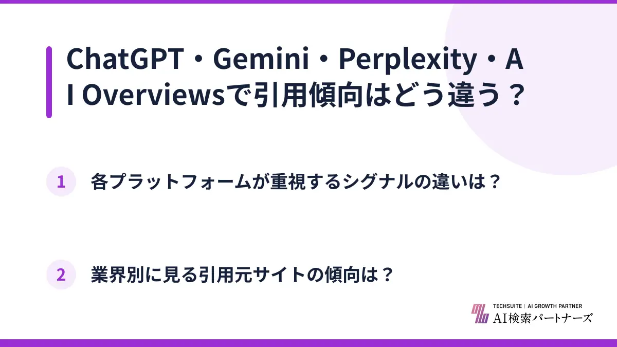 ChatGPT・Gemini・Perplexity・AI Overviewsで引用傾向はどう違う？