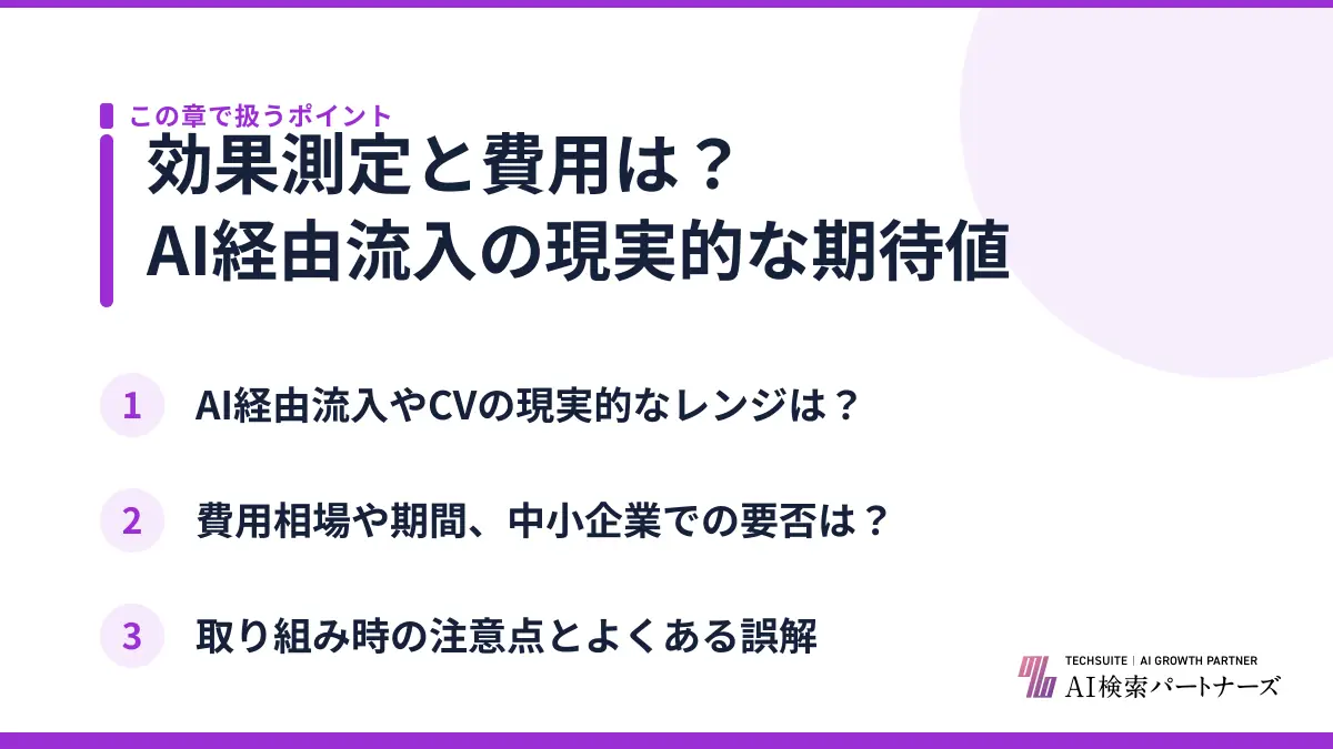効果測定と費用は？AI経由流入の現実的な期待値