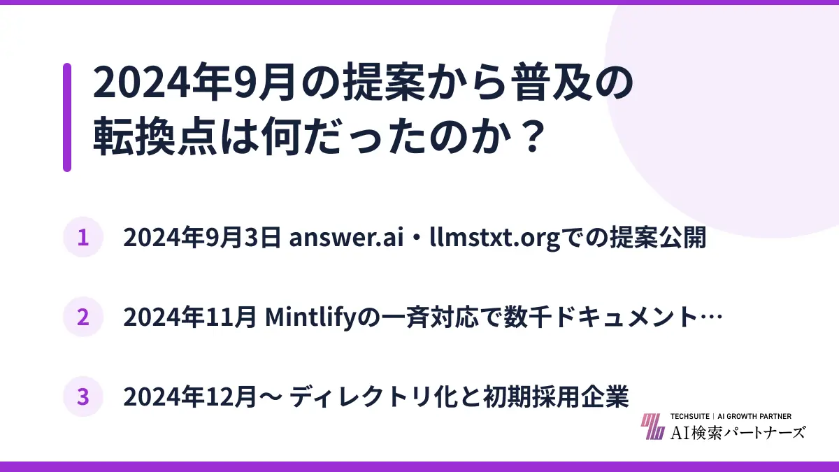 2024年9月の提案から普及の転換点は何だったのか？