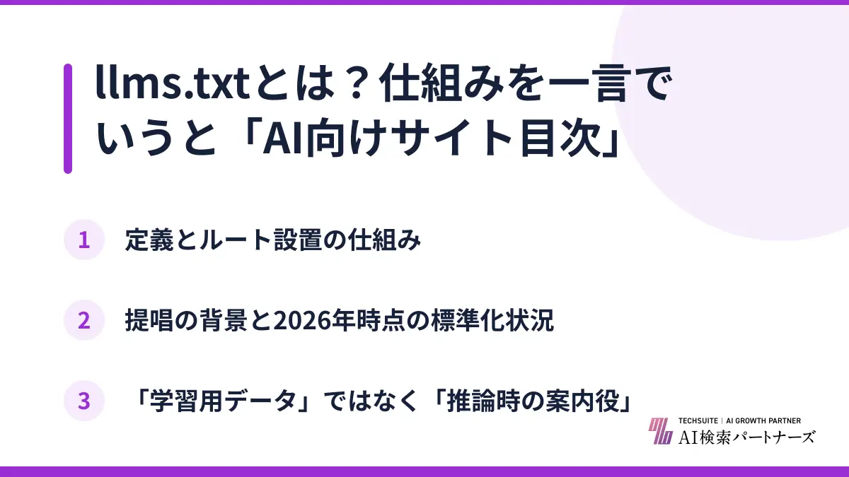 llms.txtとは？仕組みを一言でいうと「AI向けサイト目次」