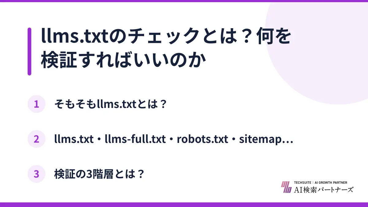 llms.txtのチェックとは？何を検証すればいいのか