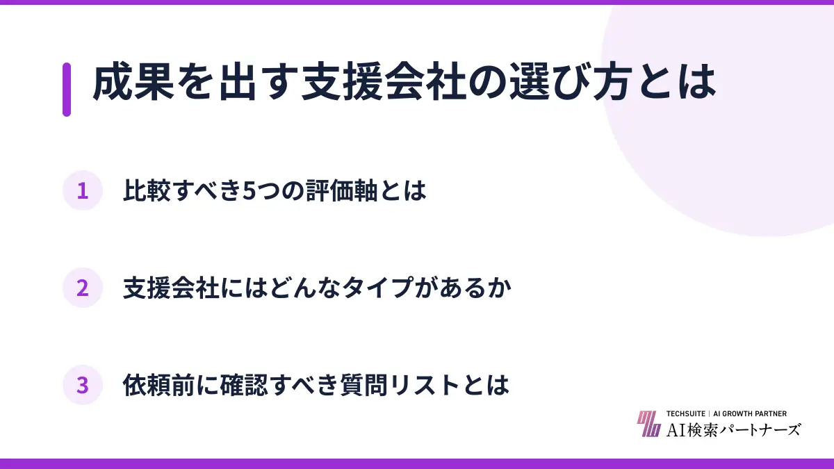 成果を出す支援会社の選び方とは