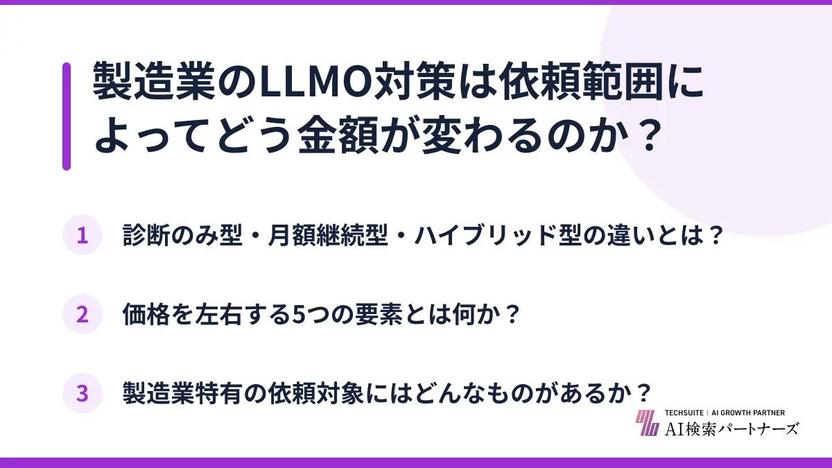 製造業のLLMO対策は依頼範囲によってどう金額が変わるのか？