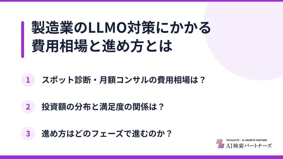 製造業のLLMO対策にかかる費用相場と進め方とは