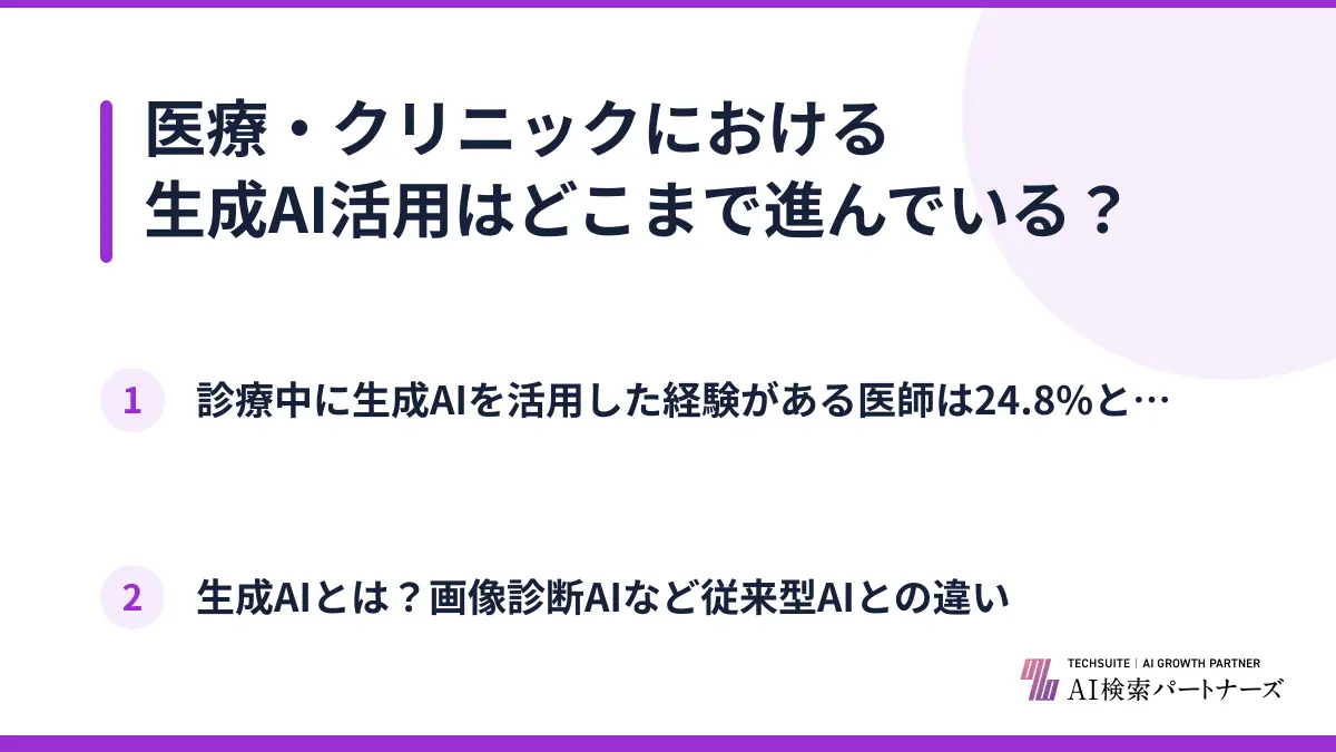 医療・クリニックにおける生成AI活用はどこまで進んでいる？
