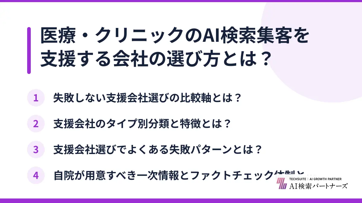 医療・クリニックのAI検索集客を支援する会社の選び方とは?