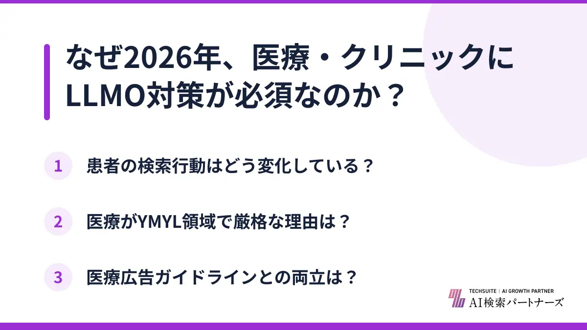 なぜ2026年、医療・クリニックにLLMO対策が必須なのか？