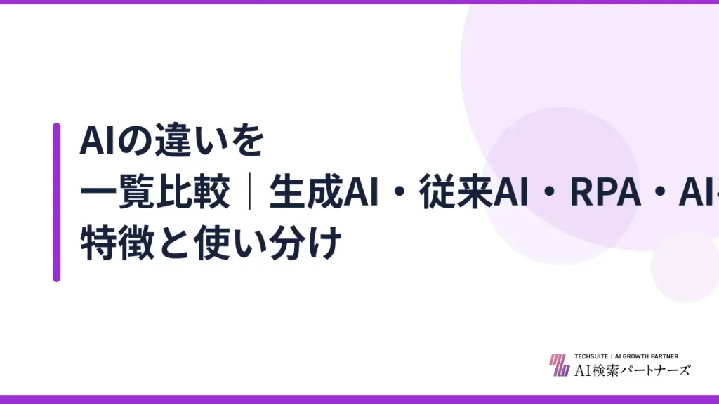 AIの違いを一覧比較｜生成AI・従来AI・RPA・AI-OCRの特徴と使い分け