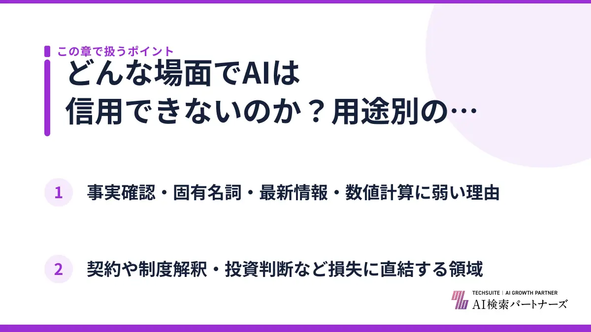 どんな場面でAIは信用できないのか?用途別の危険度