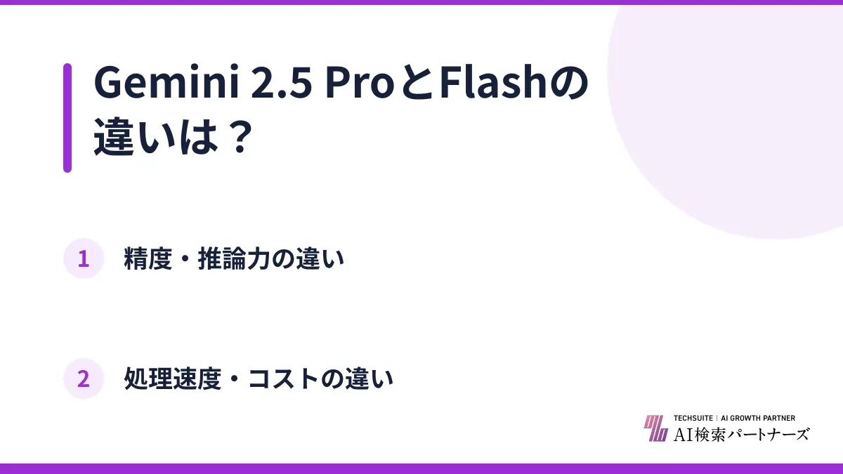 Gemini 2.5 ProとFlashの違いは？