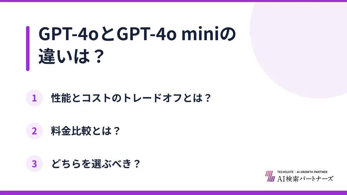 GPT-4oとGPT-4o miniの違いは？