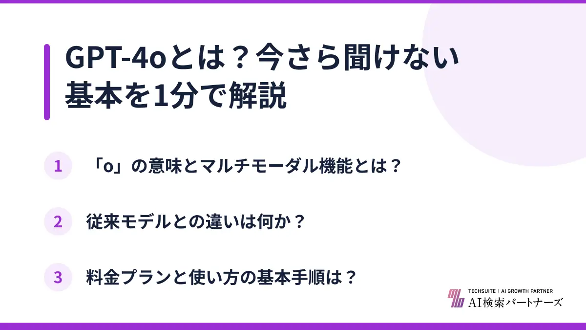 GPT-4oとは？今さら聞けない基本を1分で解説