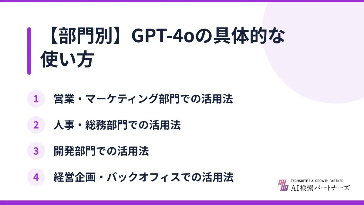 【部門別】GPT-4oの具体的な使い方